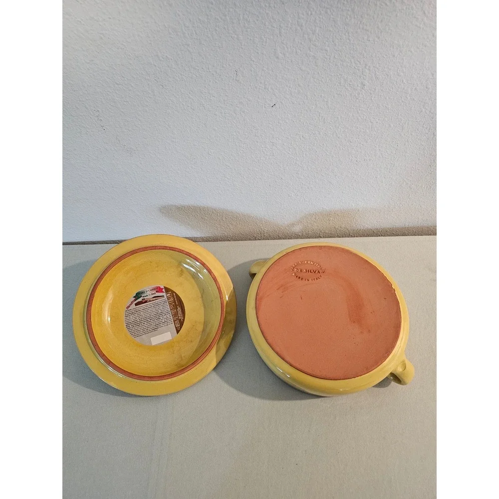 De Silva 8 Inch Yellow Terracotta Lidded Casserole Dish Made In Italy